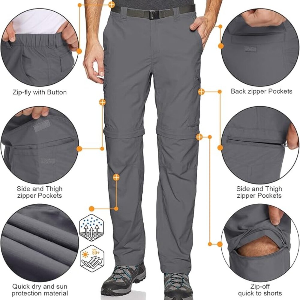 Toomett Men's Hiking Convertible Cargo Pants Lightweight Quick Dry